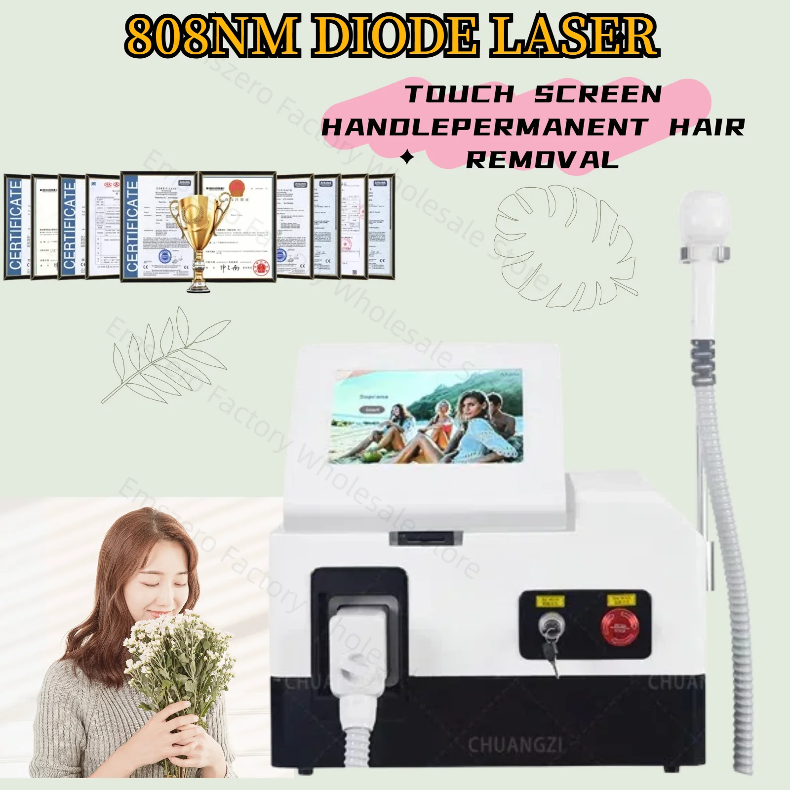 

2025 Portable Semiconductor Laser Hair Removal Machine New 808nm Laser Painless Permanent Hair Removal Device