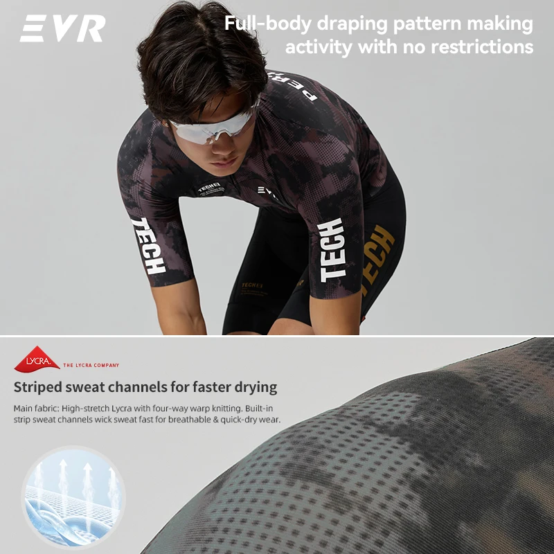 EVR Pro Summer Men's Cycling Jersey Short Sleeve Quick-Drying Breathable Road Cycling Top 3D Cutting Outdoor MTB Cycling Jersey