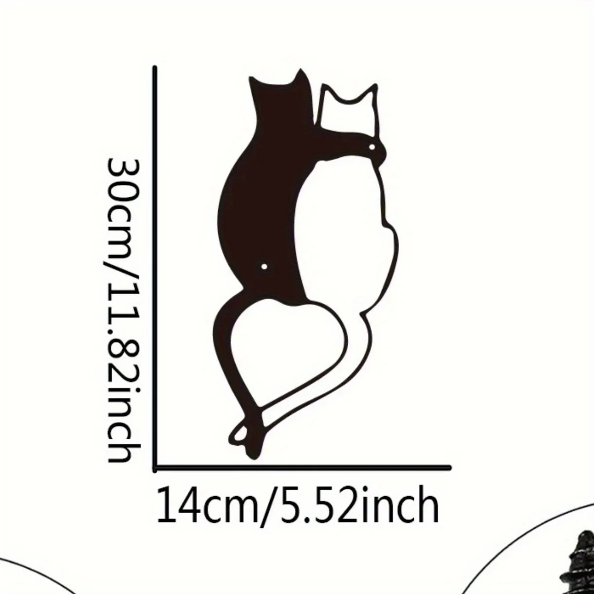 CIFBUY Wrought Iron Heart Cat Wall Art Decor, Cute Kitty Tail Metal Sculpture, Handcrafted Hanging Plaque for Living Room, Bedro