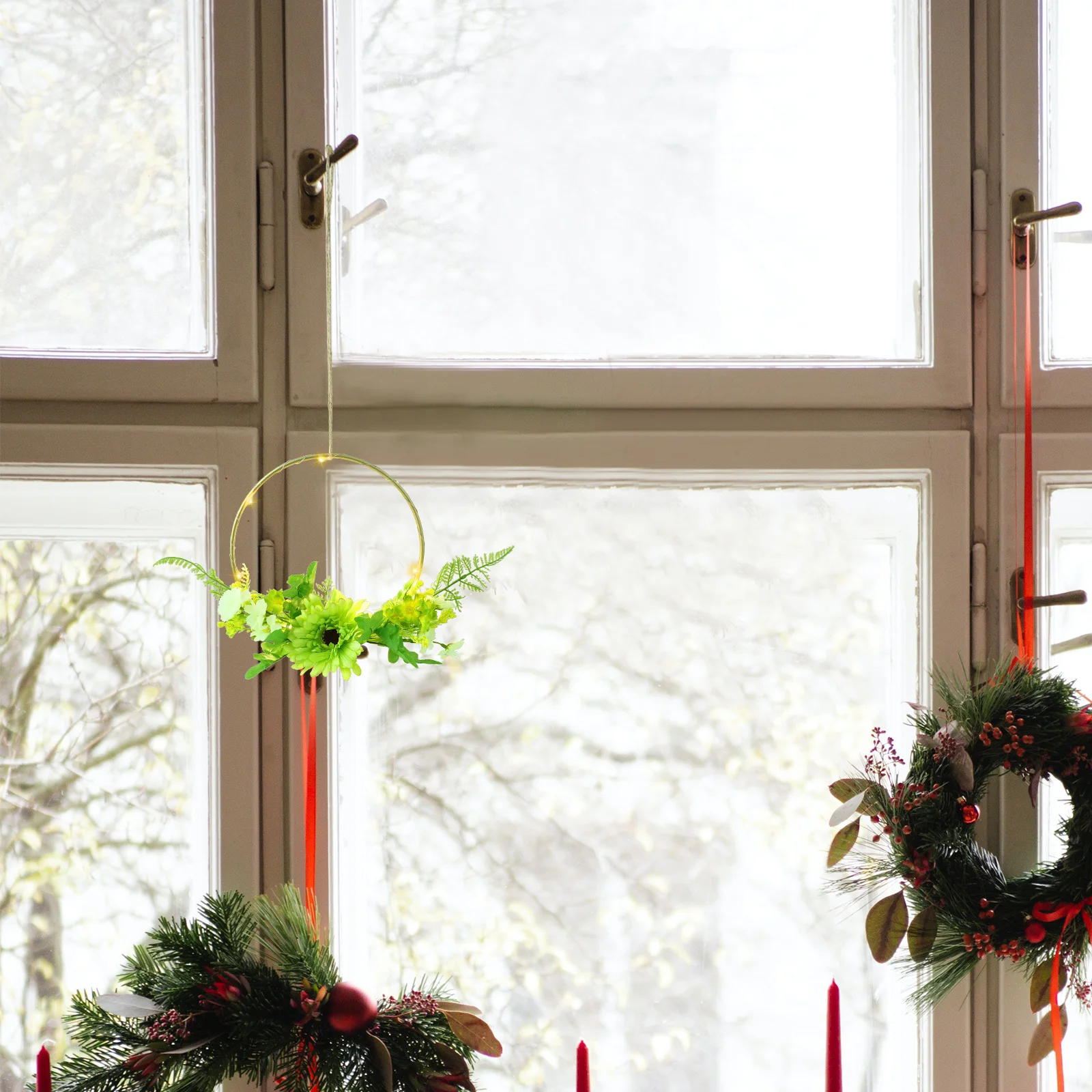 

Bamboo Ring Lamp Hanging Pendant For Home Wall Decor Bedroom Living Room Flower Lamp Pendant Housewarming Gift Indoor Lighting