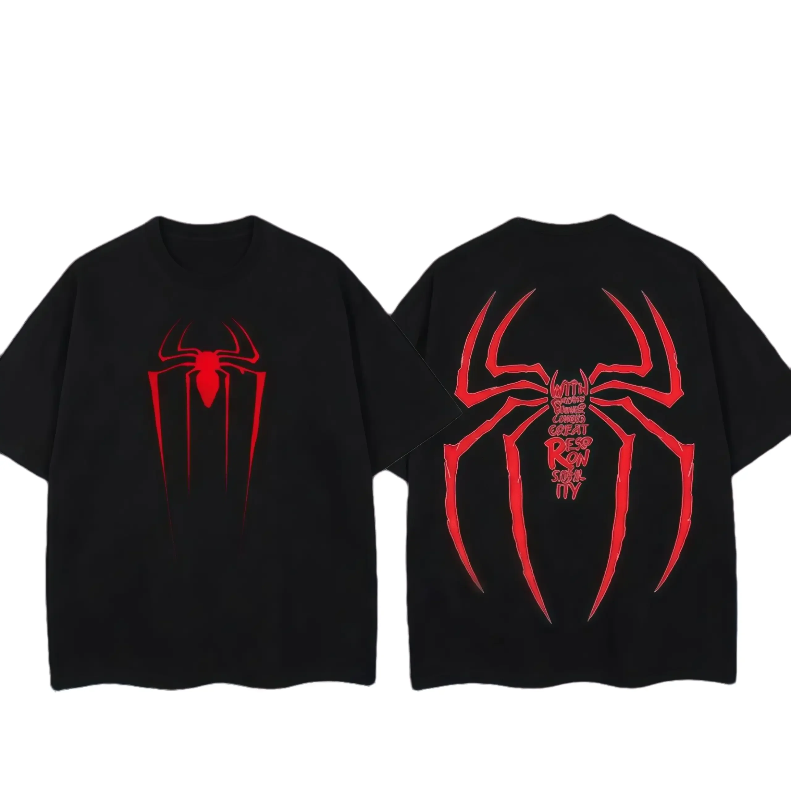 Hero Tee Men Spidey Tattoo Graphic Crewneck T-Shirt, Vintage Cyberpunk Y2K Retro Gym Workout Pump Cotton Streetwear Top