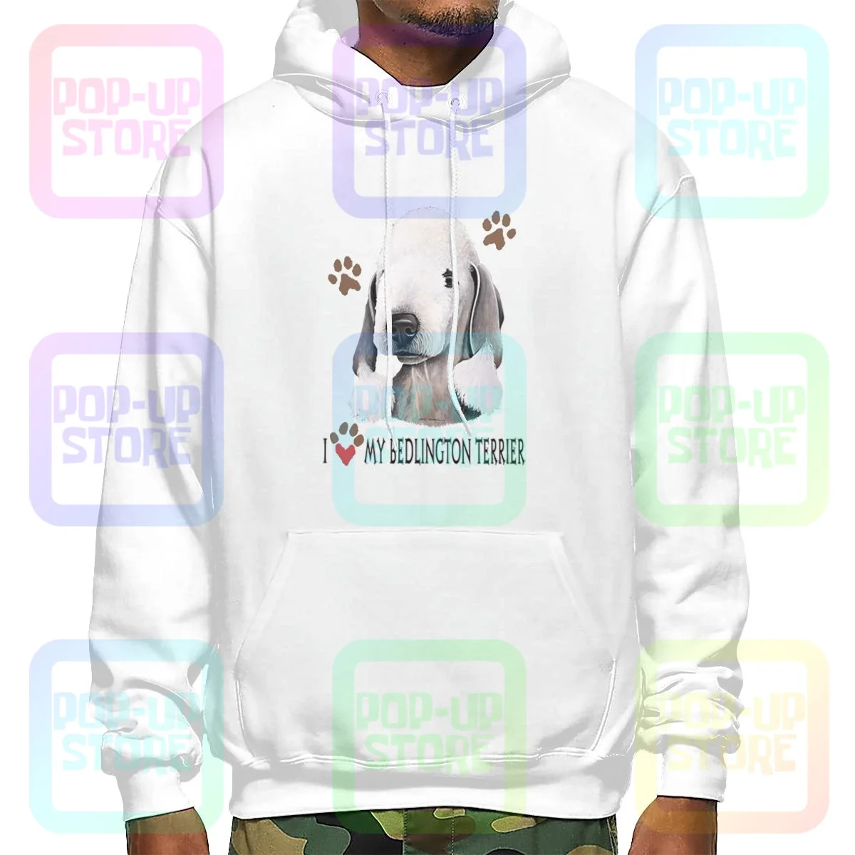 I Love My Bedlington Terrier Dog With Paw Hoodie Sweatshirts Hoodies New Unique Natural Streetwear