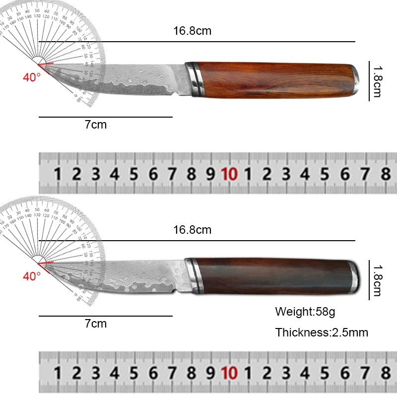 Damascus Steel Outdoor Knife Portable Hunting Camping & BBQ Handheld Meat Knife Boning Knives with Sheath view 2