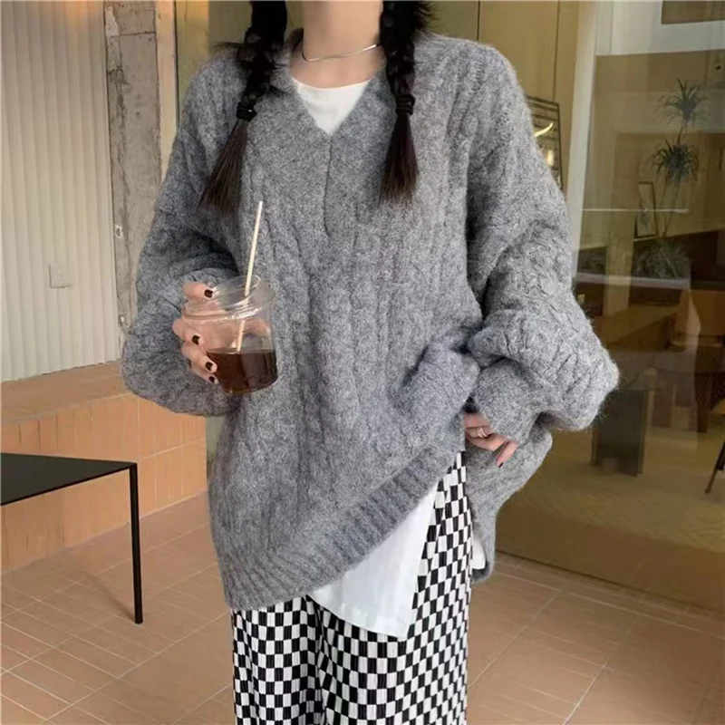 2024 Autumn Winter Pullovers Women Loose Long Sleeve Sweet Harajuku Students Fashion Knitting Autumn Popular Soft Warm Ladies 