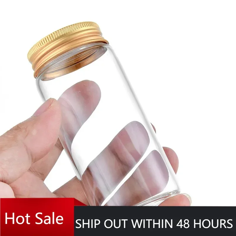 

6pcs 47mm Glass Bottles Mini Sample Vials With Gold Aluminum Screw Top Lids for DIY Arts Crafts Wedding Food Flower Tea Jewelry