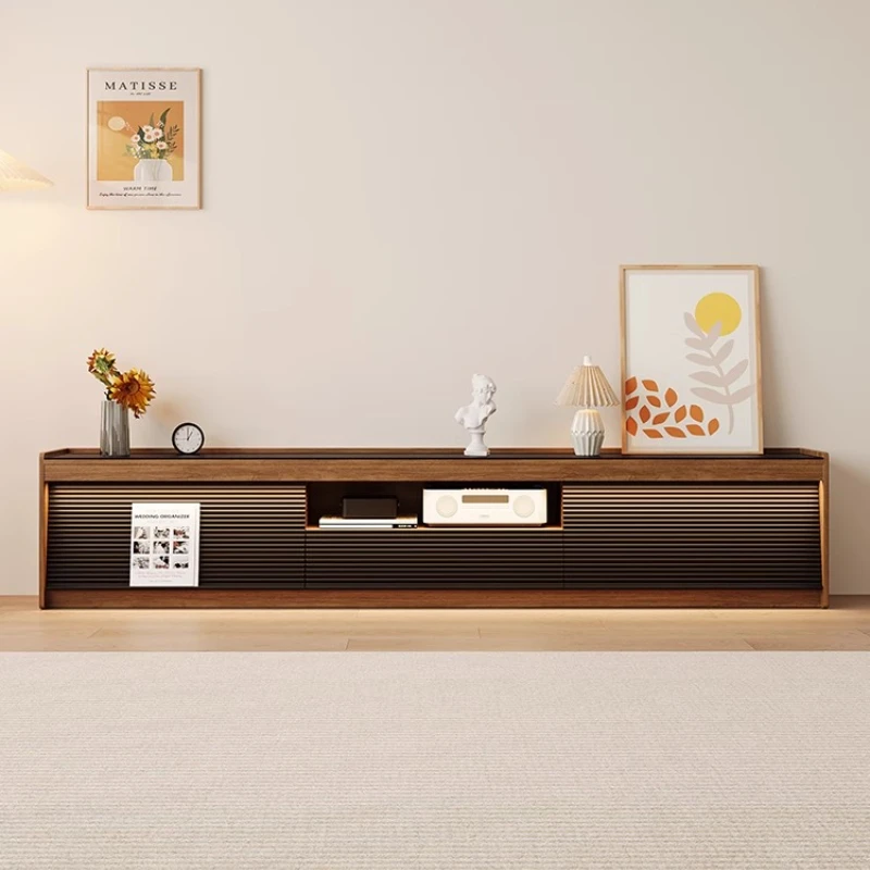 

2.0m To 2.4m Solid Wood Slate Tv Stand Tv Cabinet Table And Coffee Tables Combination Set Living Room Furniture With LED Lights