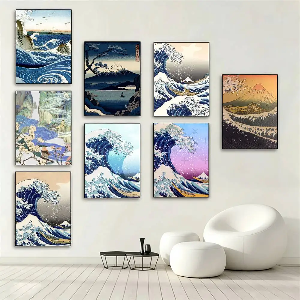 Katsushika Hokusai Art Poster Waterproof Wall Art Sticker For Bar Living Room Vintage Decor High Quality Print Gift