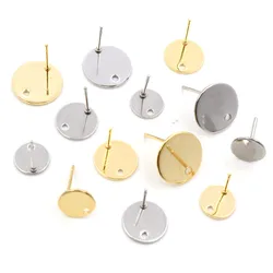 20 Stück 6/8/10/12mm 316 Edelstahl vergoldete Pin-Funde Stud DIY Ohrring mit Loch Stecker für Schmuck herstellungs bedarf
