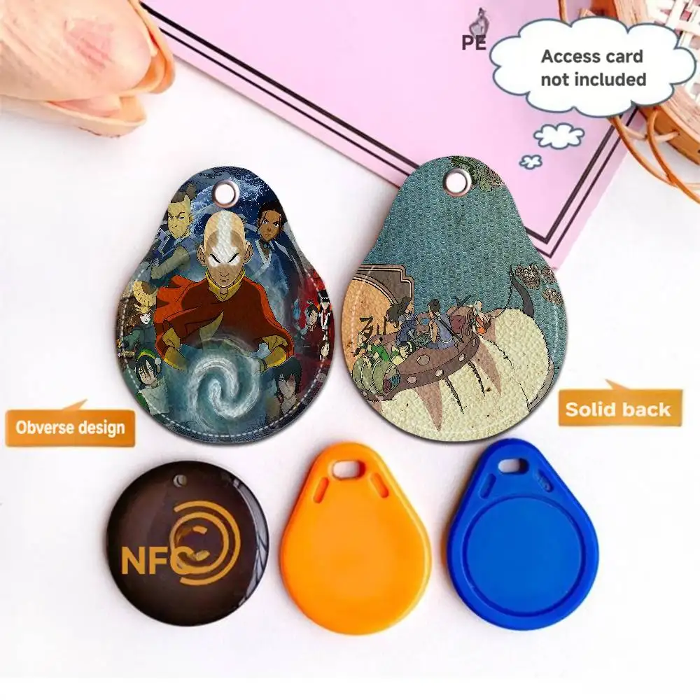 Cartoon Avatar The Last Keyring Leather Access Card Holder Keychain Community Water Drop Proximity Card Protective Case
