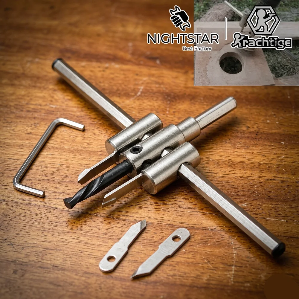 Krachtige Adjustable Circle Hole Cutter 30-120/40-200/40-300mm with HSS Blades Center Drill for Woodworking