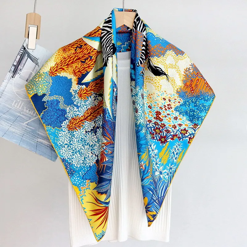 

Zebra Print Silk Scarf 90 Luxury Brand Shawls Hand Rolled Bandanas Summer Head Hair Scarves Belt Bag Accessories
