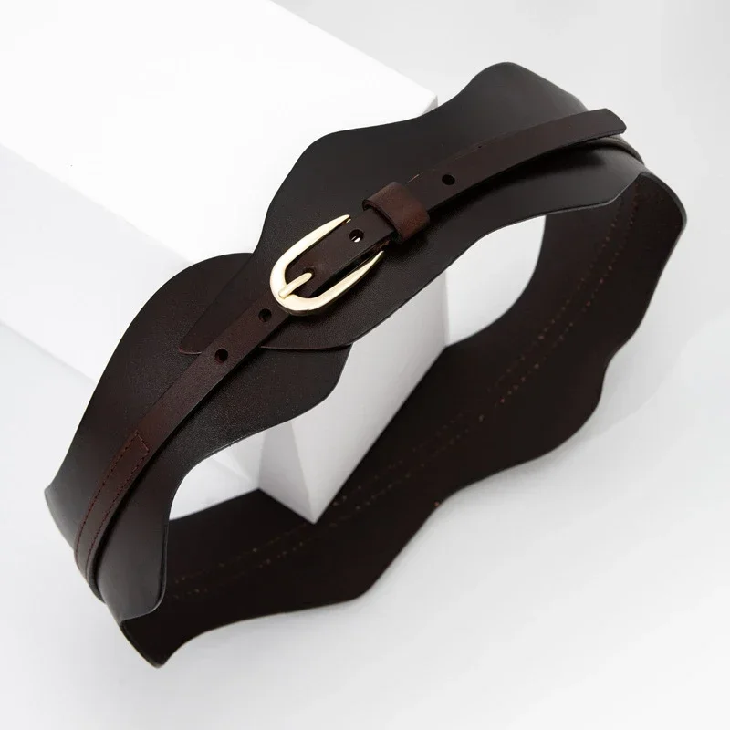 

Waist Seal Top Layer Cowhide Womens Designer Decorative Belt Hollow Outer Wear Wide Belts Dress Coat New Fashion Waistband
