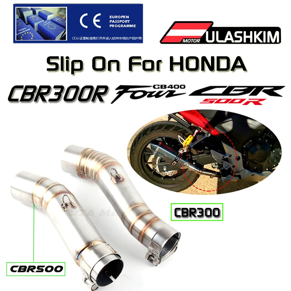 Slip On For HONDA CBR400 CBR500R 2013-2015 CB400 CB500X 2013-2016 Or CBR300 CBR300R Motorcycle Exhaust Middle Pipe