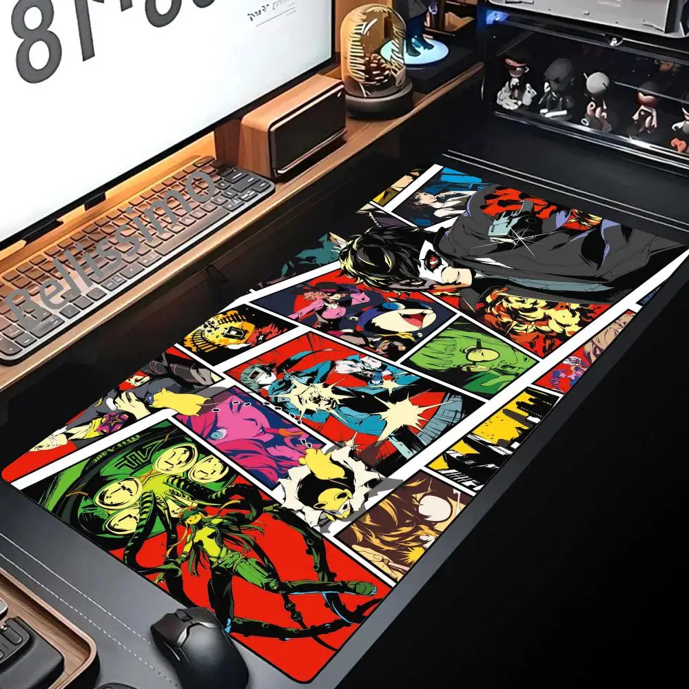 

Rubber Persona 5 Table Mat Computer Gamer Desk Mat Stitched Edge XXL Office Anime Gaming Large Expansion Pad Anti-slip Mousepad