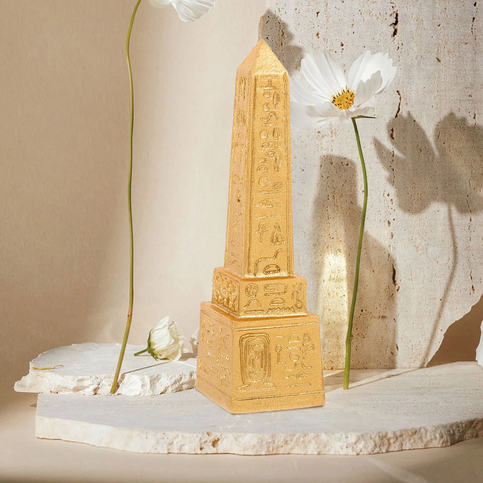 2 Pcs Resin Egyptian Temple Ancient Landmarks Tower Decor Obelisk Desktop Ornament for Home