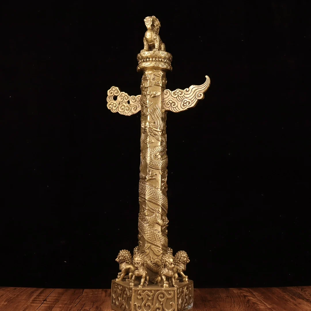 2025 New Brass Chinese Huabiao Column - Exquisite Craftsmanship Featuring Lion and Auspicious Cloud Designs