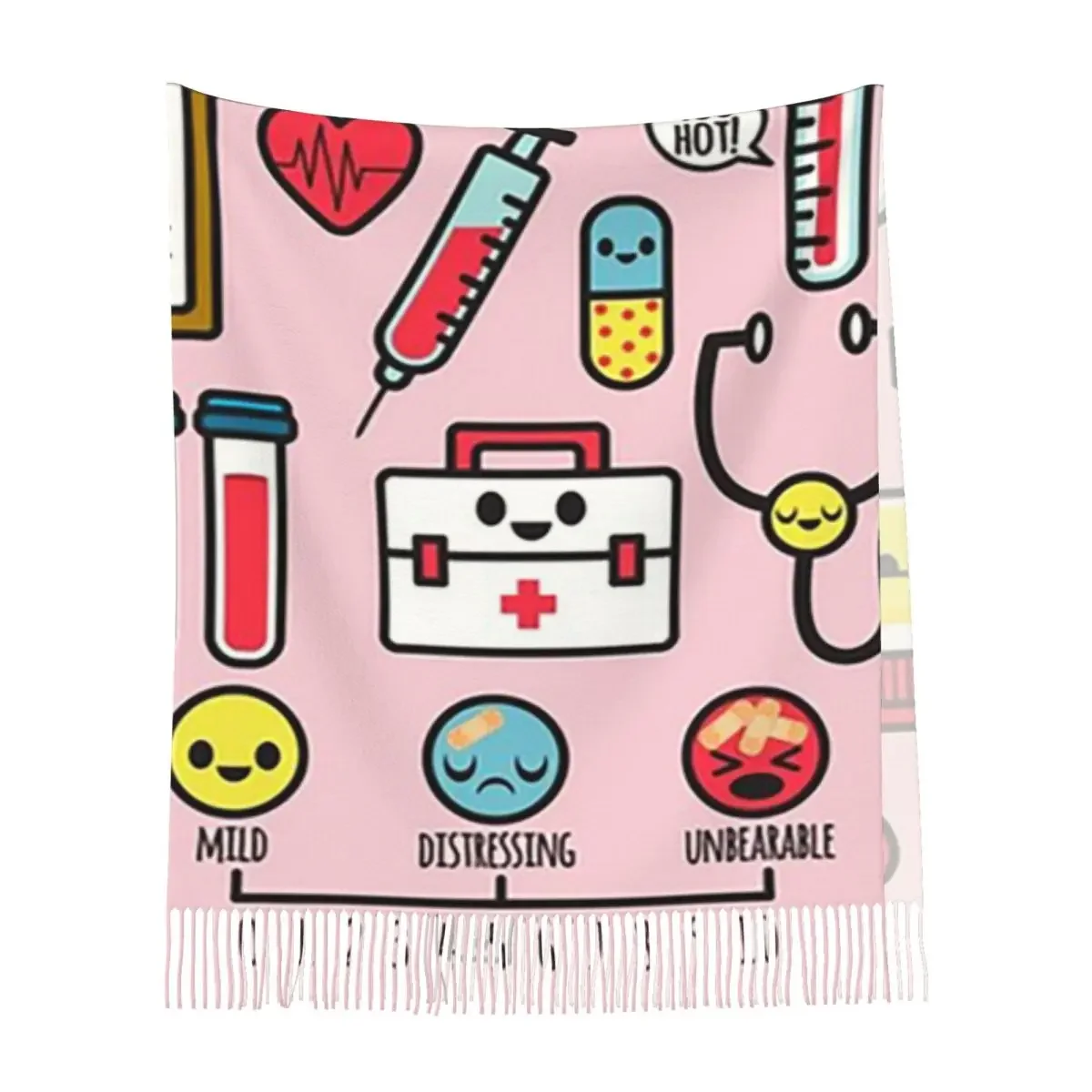 Orgulloso de ser una enfermera Bufanda rosa Bufandas con borlas para mujer Chales y chales suaves y cálidos Chal grande para otoño e invierno