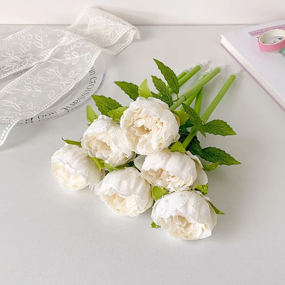 1pcs New Bouquet Flower Pen Smooth Writing Multi-color Peony Ballpoint Pen Plastic Simulation Stationery Pen Student