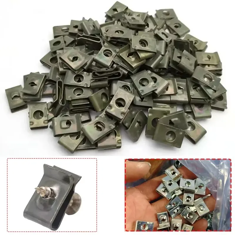 10Pcs Car Screw Fasteners U-Type Motorcycles Universal Anti-rust Protection Clip Bumper Fender Trim Panel Fastener Clips