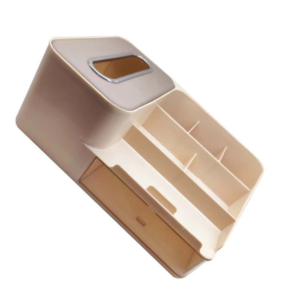 Minimalist Desktop Tissue Box with Storage Drawer for Makeup Stationery and Skincare Items - Desktop Organizer for Vanity Desk