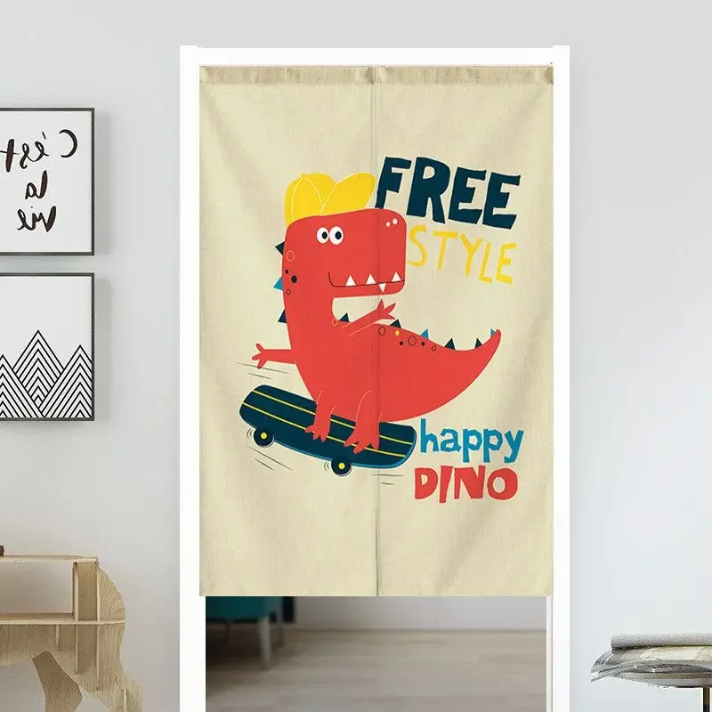 VIKAMA Cute Cartoon Dinosaur Japanese Half Door Curtain Bedroom Baby Room Game Room Partition Curtain Home Decoration