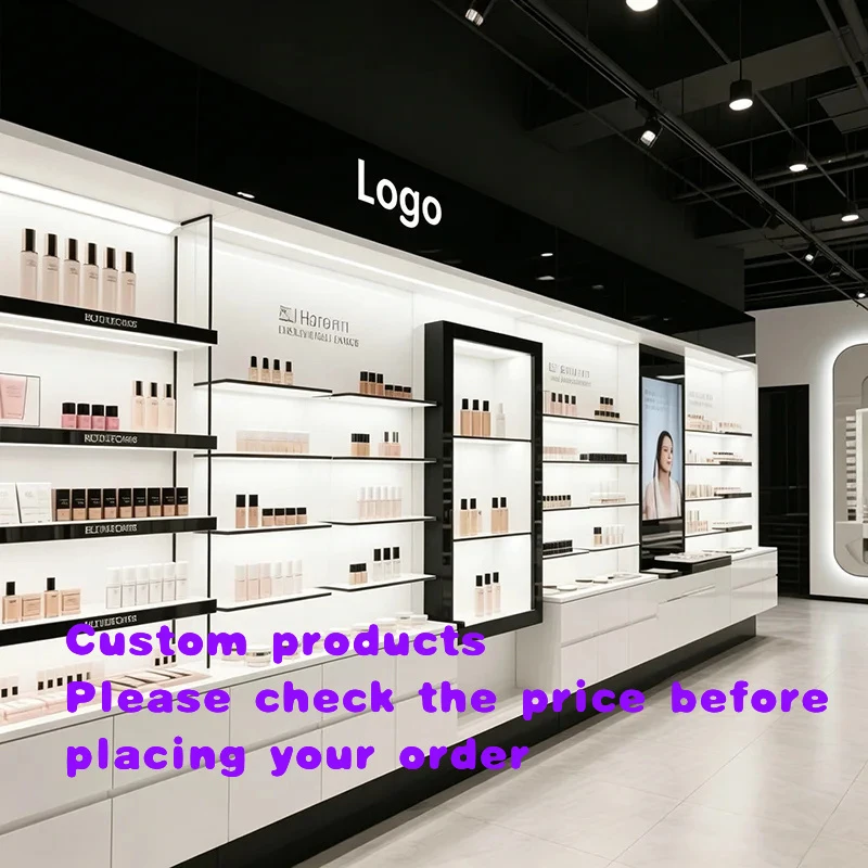 custom.High-Quality Customized Cosmetic Display Cabinet，Suitable beauty salons、Commercial，Black/White cosmetic and ski
