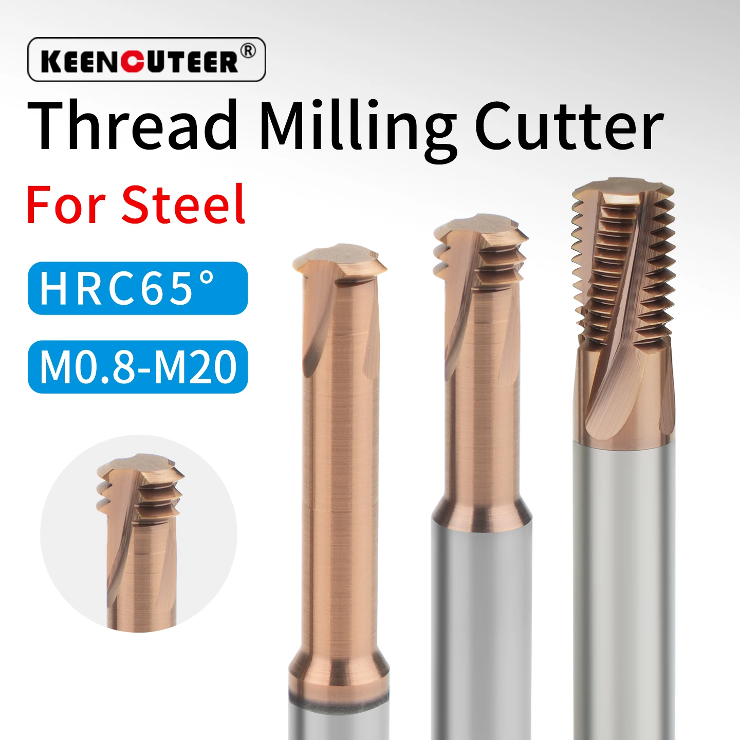 Tungsten Carbide Spiral Milling Cutter Thread Mill Metric Router Bit For Steel  End Mill CNC Tool 65° M3 M4 M5 M6 M8 M10