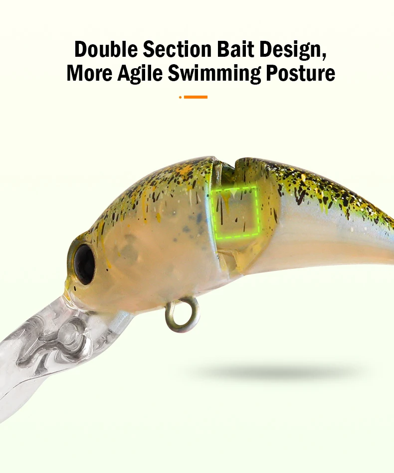 LEYDUN 35mm 2,6g Micro Angelköder Zwei Abschnitte Schwimmende Minnow Flach Tauchen Crankbait Angeln Künstliche Swimbaits Köder – Detail 3