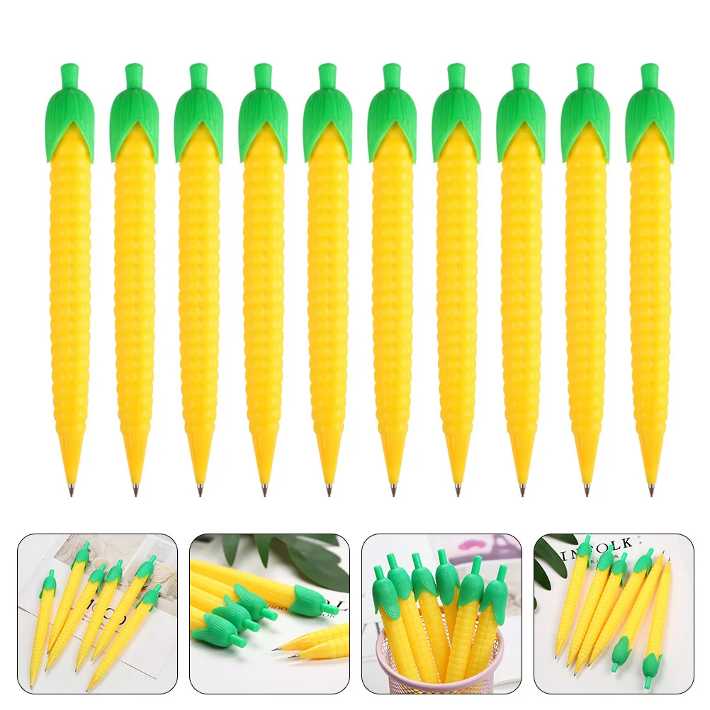 

10Pcs Press-Type Corn Pencil Reliable Long-Lasting Kids Mechanical Pencil Small Size for Pouch School Stationery Gift Idea