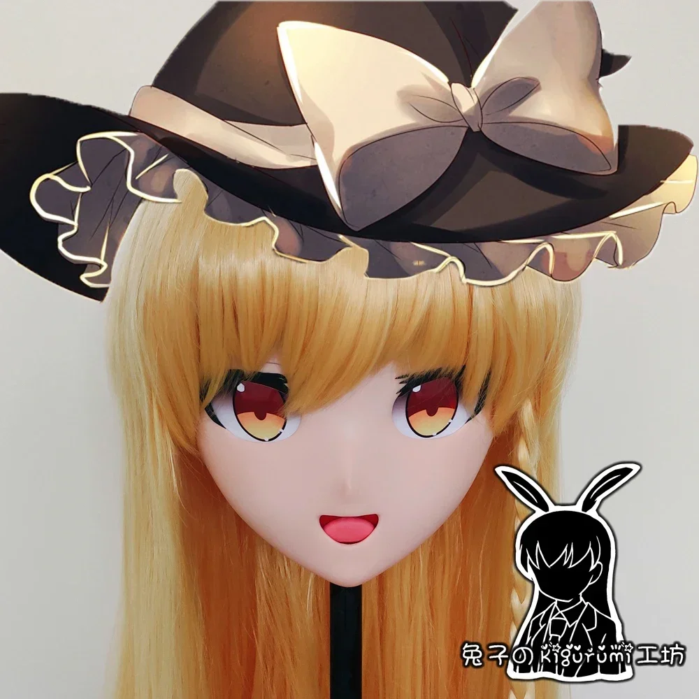(R-Mask 02) Full Head Resin Cosplay Anime Touhou Project Kirisame Marisa Kigurumi Mask BJD Crossdresser Doll Transgender Mask