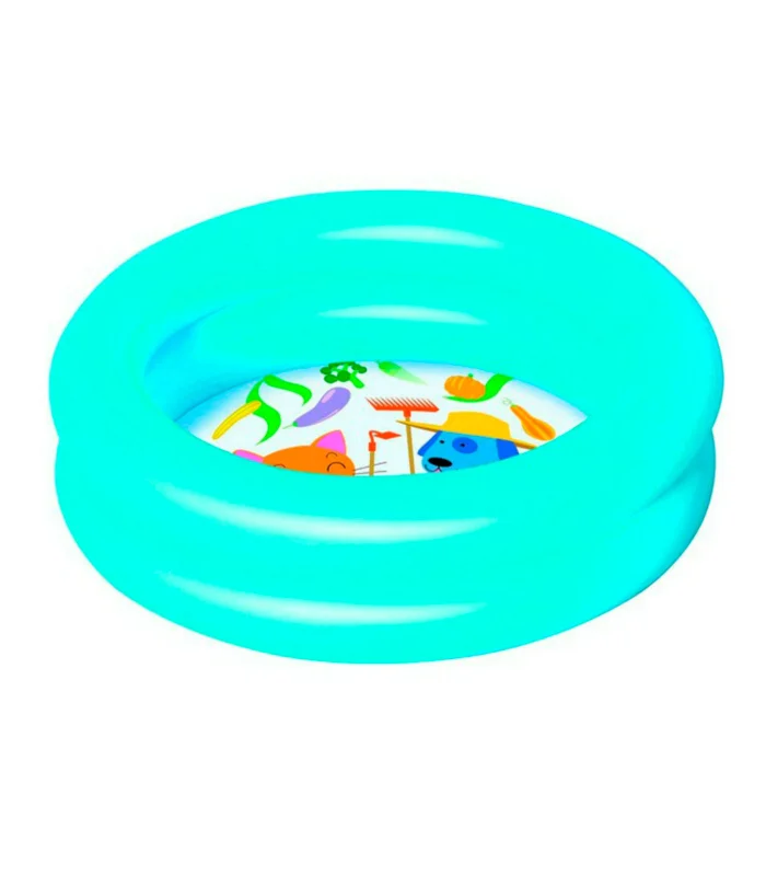 Tradineur Round Inflatable Pool for Children, 20 Litre, Durable Vinyl, Double Ring Wall, Garden, patio, Easy to M