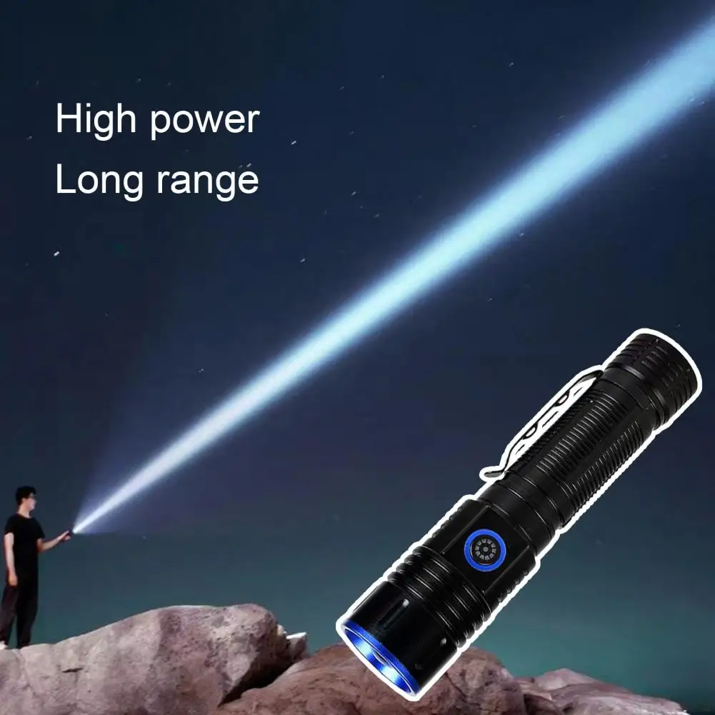 Long Battery Life Torch Rechargeable Torch Super Bright Usb Rechargeable Outdoor Flashlight with 4 Adjustable Zoom for Fishing