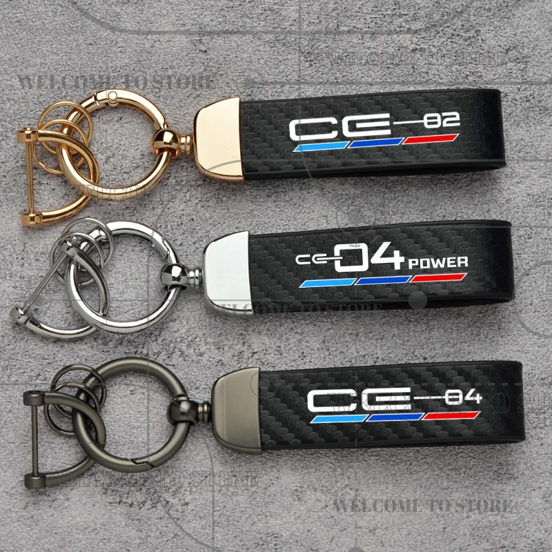 

Carbon Fiber For CE-02 CE-04 Power Scooter Sports Emblem Fashion Leather Keychain Men Women Motorcycle Key Ring Moto Accessories