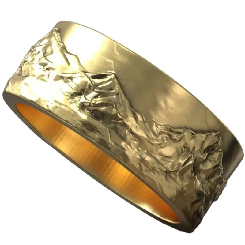 

10g Mountain Range Wedding Band Landscape Design Gold Ring Customized 925 Solid Sterling Silver Rings