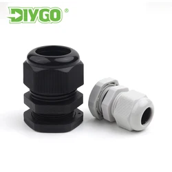 IP68 Waterproof Cable Gland Black Plastic Seal Joint Nylon M12/M16/M18/M20/M22/M25/M27/M30 White Waterproof Cable Connector