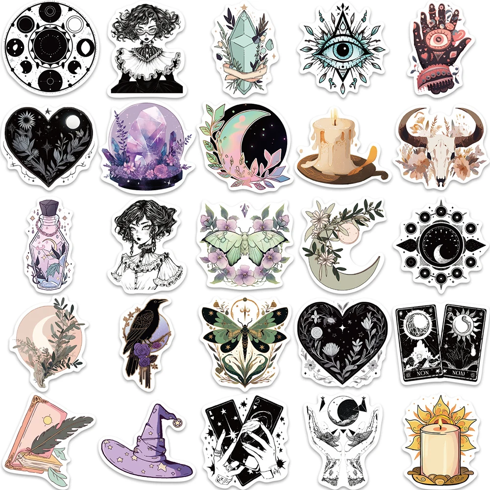 

10/30/50pcs Bohemian Witch Graffiti Stickers Vintage Gothic Art Aesthetic Decals Waterproof DIY Laptop Phone Scrapbook Sticker
