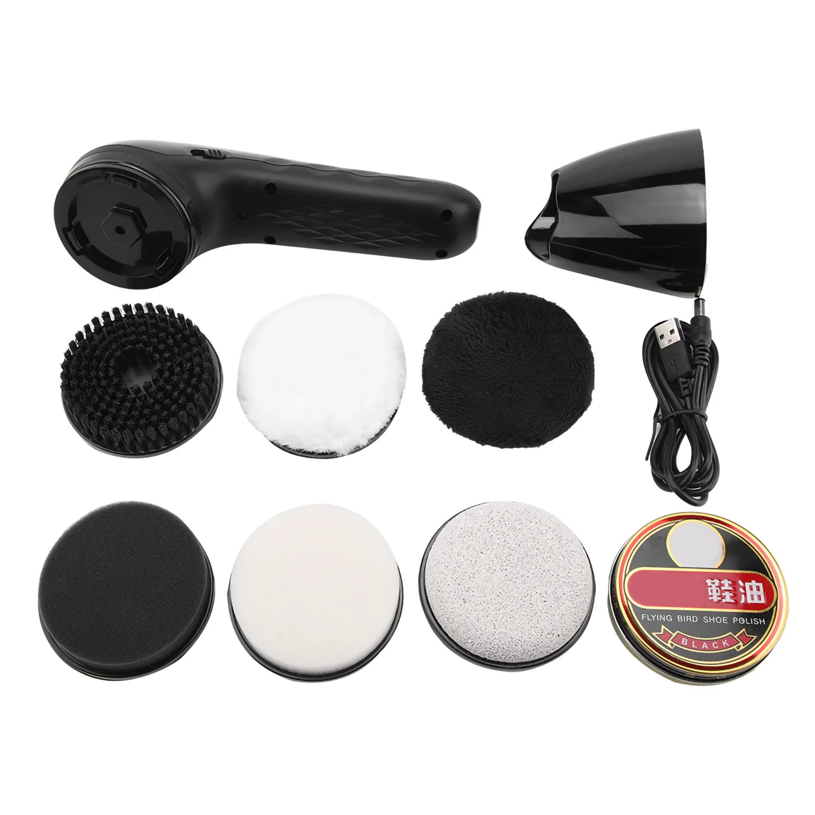 فرشاة أحذية كهربائية قابلة لإعادة الشحن عبر USB، ملمع أحذية جلدي متعدد الوظائف