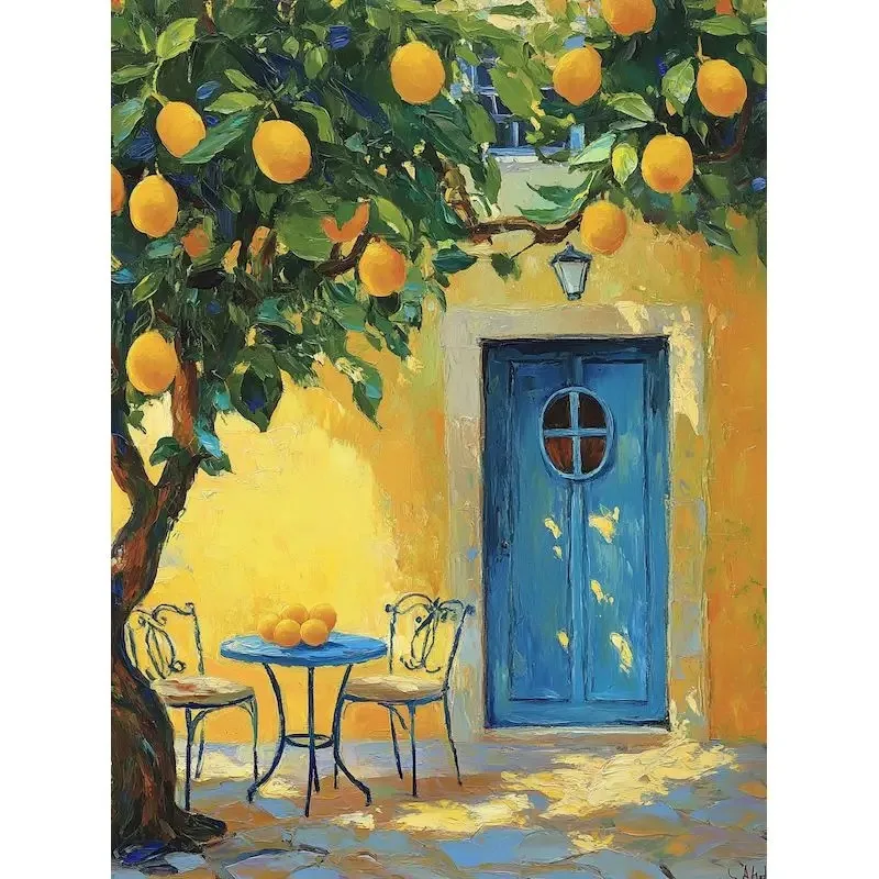 Lemon Tree Tuscan Landscape, Canvas Mural Posters, Home Decor with Multiple Styles Home Decor Paintings