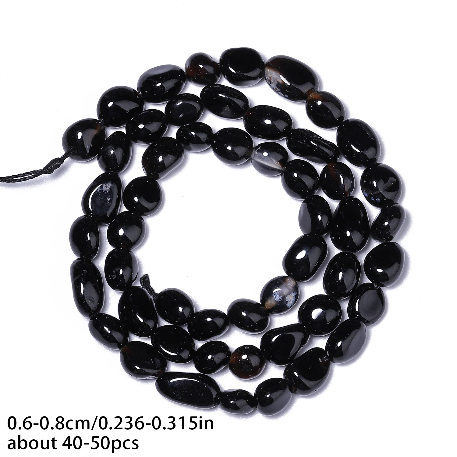 العقيق الأسود الطبيعي حجر الخرز 6-8 مللي متر 8-10 مللي متر غير النظامية فضفاض خزر عازل لصنع المجوهرات سوار ذاتي الصنع إكسسوارات #5