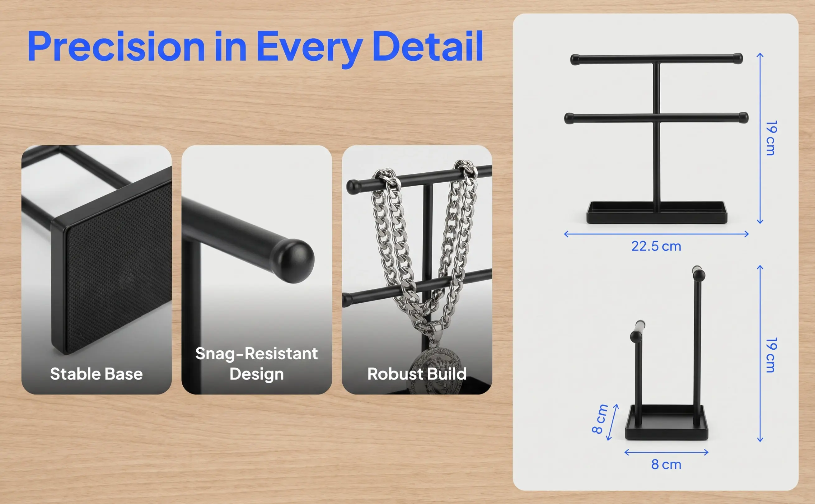 Jewelry Organizer Holder for Earrings Necklaces Bracelets – Hanging Metal Display Rack Stand
