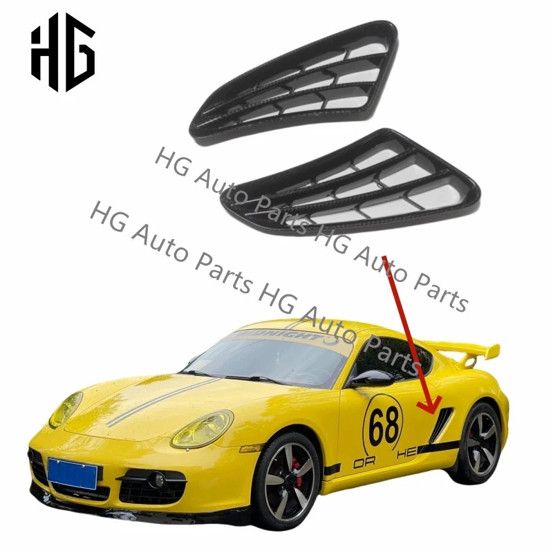 Car Real Carbon Fiber OEM Style Side Vent Air Fender Duct Intake Splitter Trim Cover Decoration For Porsche Boxster 987.1.2