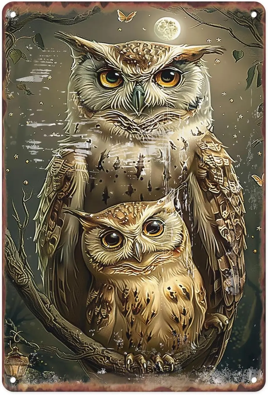 Britimes Retro Owl Vintage Metal Tin Signs, Funny Sign for Men Women Home Bedroom Living Room Dining Room Bathroom Office C sign