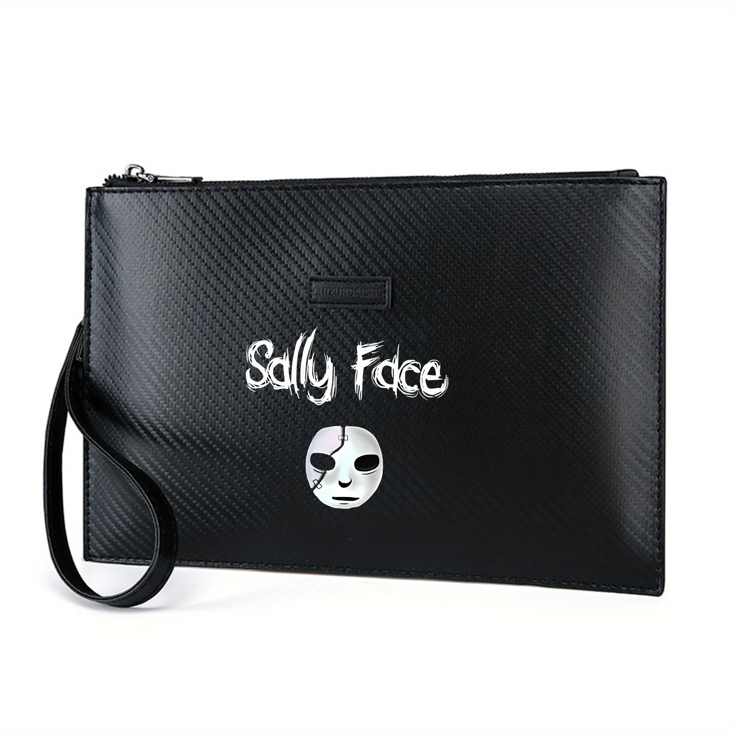 وجه قناع أبيض مع شقوق وتصميم حقيبة يد رجالية أنيقة مطبوعة من البولي يوريثان عصرية وعملية للحمل اليومي