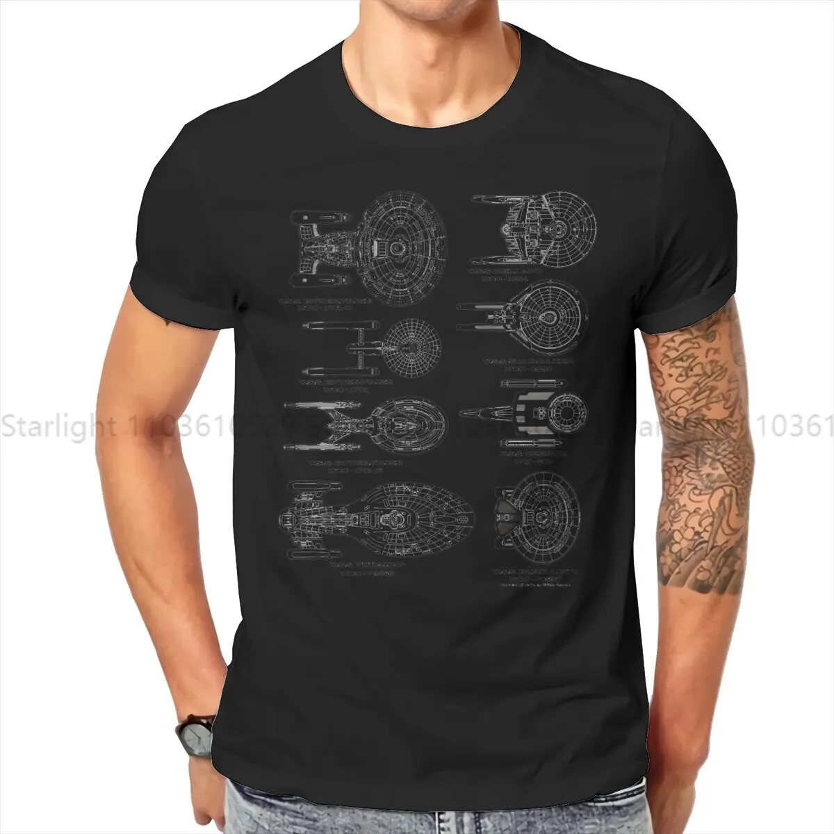 

Starr Trrekk TShirt Ships Of the Past Schematics Basic T Shirt Homme Men Clothes Printing