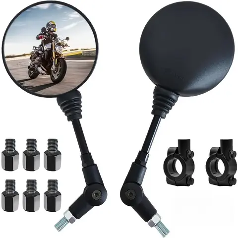 Rétroviseurs latéraux ronds pliants anti-chute pour moto, support de rétroviseur de vélo KTM, scooter et vélo électrique, M8, M10, 1 paire