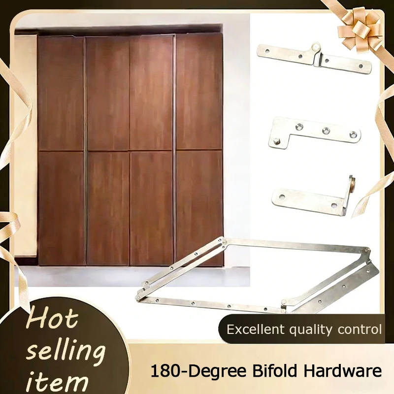 

Фурнитура для складных дверей на 180 градусов, полный комплект без нижней направляющей, из нержавеющей стали 304, верхнее крепление, для дверей шкафов, спален, ванных комнат