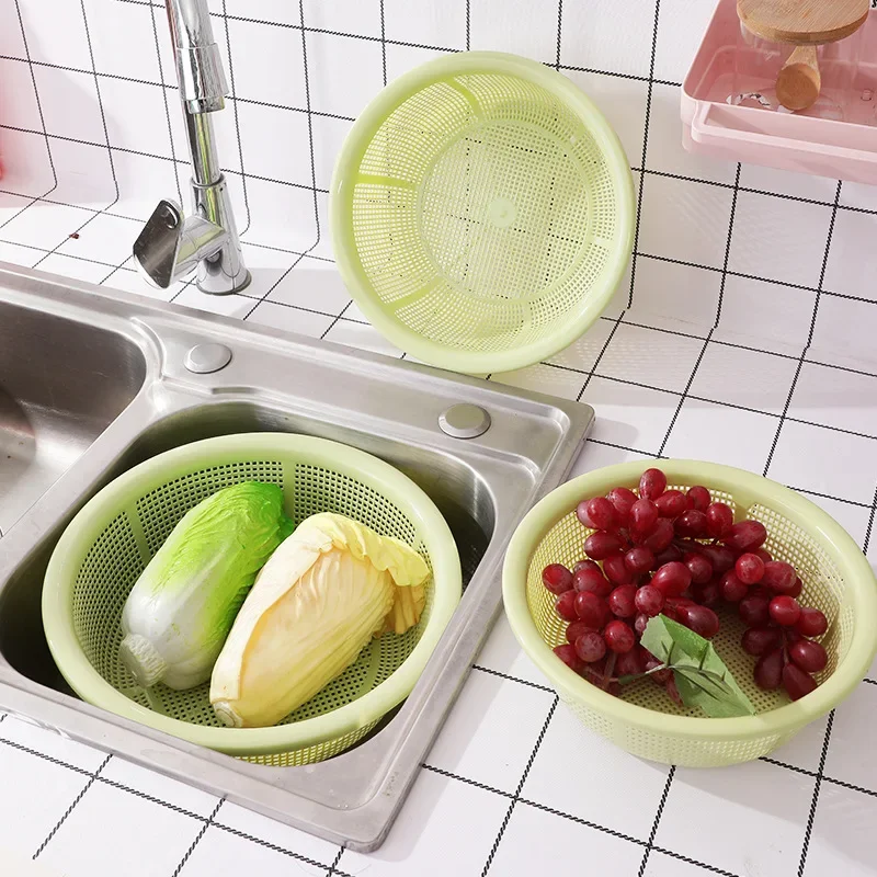 Kitchen Tools Simple Thickened  Plastic Washing Rice Sieve    Fruit and Vegetable Drainage Basket