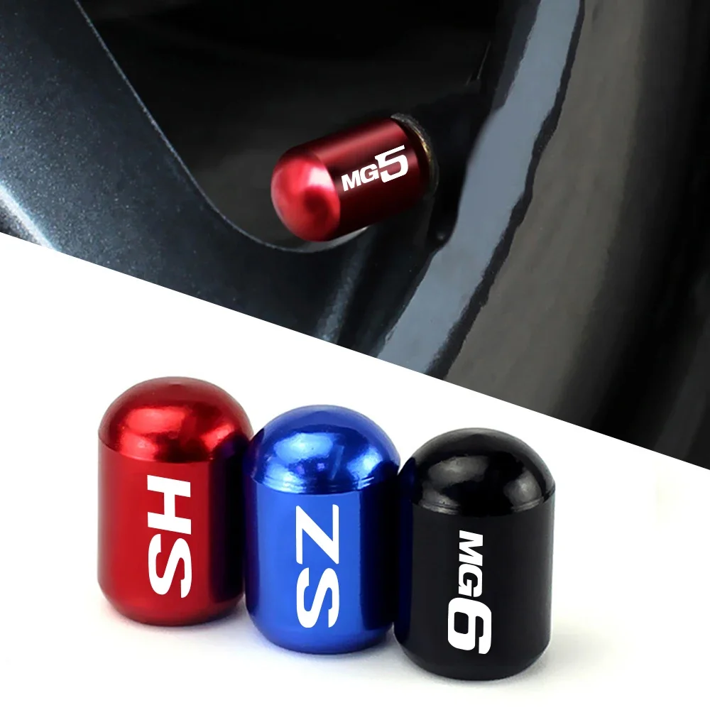 4pcs Car Tire Valve Caps Durable Wheel Stem Air Dust Cover Exterior Modified Accessories For MG ZS HS GT HECTOR MG3 MG5 MG6 MG7