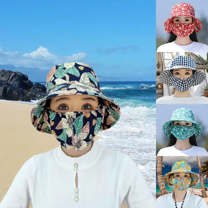 With Mask Agricultural Work Hat Fashion Wide Brim Bucket Hat Fisherman Hat Four Seasons Dust Mask Hat Tea Picking Cap Unisex