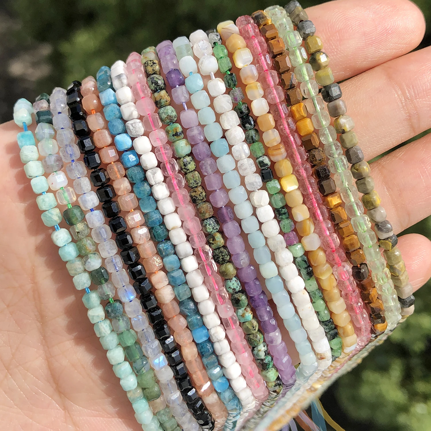 3 مللي متر AAA الأوجه مكعب الحجر الطبيعي الأباتيت الجزع Moonstone جمشت الخرز مربع صغير الخرز لصنع المجوهرات أساور يدوية 15'' #4